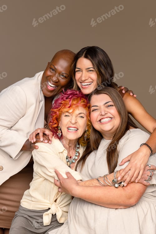 Preview: Studio Portrait Of A Black Woman In Her 50'S, A Middle Eastern Woman In Her 40'S, A Caucasian Woman