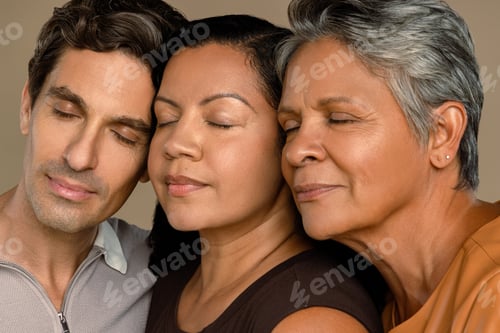 Preview: Close Up Portrait Of A Latino Man In His 40'S, A Hispanic Woman In Her 60'S, And An Afro-Latina