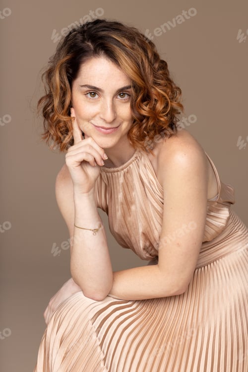 Preview: Three Quarter Length Shot Of Beautiful Caucasian Woman In Her 20S Confidently Wearing A Gorgeous