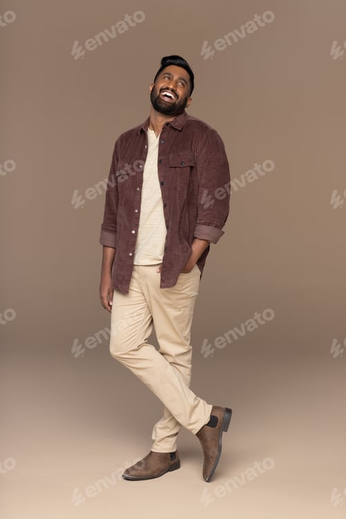 Preview: Full Length Shot Of Attractive Sri Lanken Man In His 20S Smiling Confidently And Posing With His