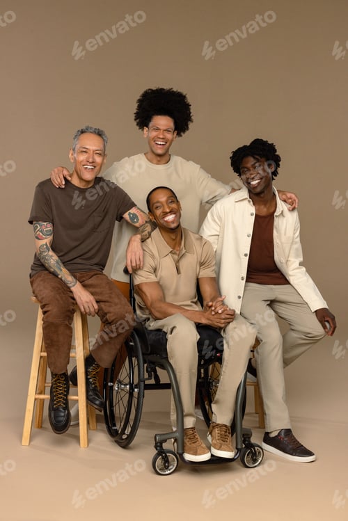 Preview: Full Length Shot Of An African American Man In His 40'S Using A Wheelchair, A Biracial Man In His