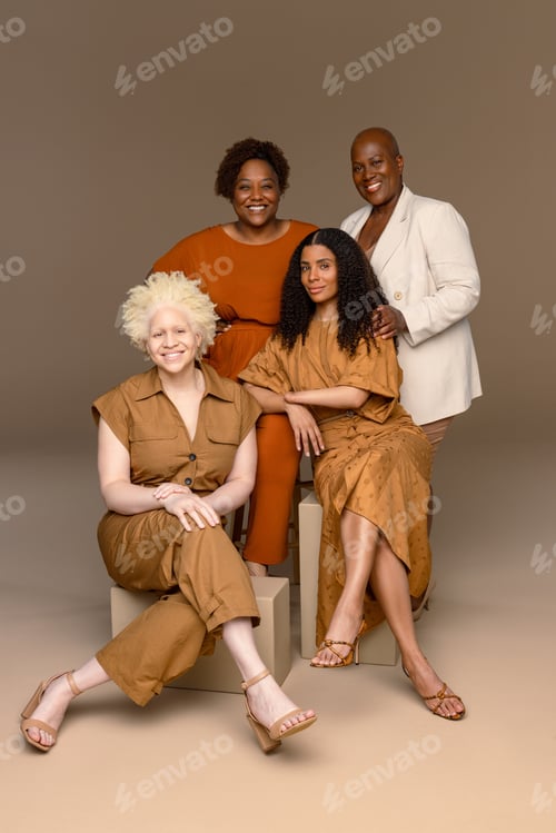 Preview: Full Length Shot Of An African American Woman In Her 30'S, A Black Woman With Albinism In Her 20'S