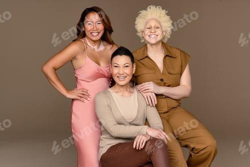 Preview: Portrait Of A Black Woman With Albinism In Her 20'S, A Southeast Asian Woman In Her 30'S, And A