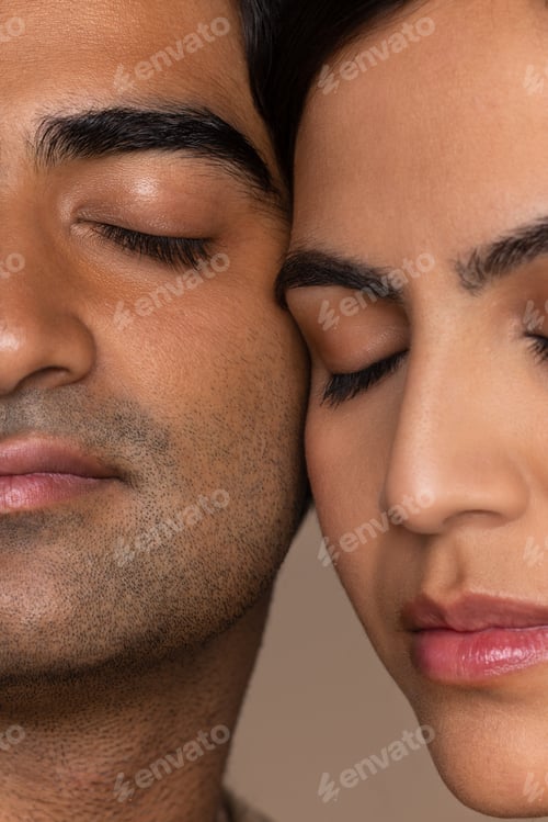 Preview: Close Up Portrait A North Indian Woman In Her 30'S And A South Asian Man In His 20'S With Their