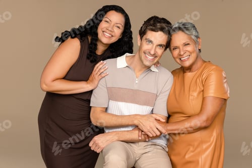 Preview: Portrait Of A Latino Man In His 40'S, A Hispanic Woman In Her 60'S, And An Afro-Latina Woman In Her