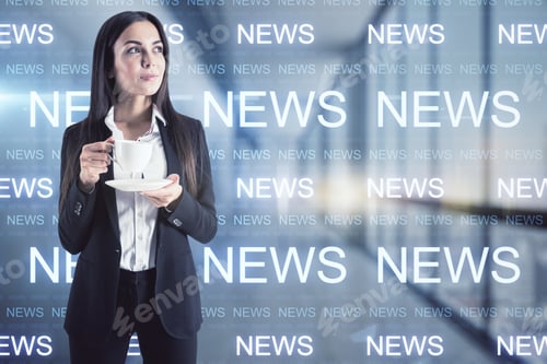 Preview: Woman With A Cup Of Coffee In Her Hand Thinking About The News