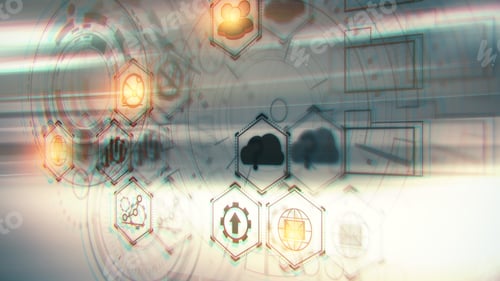 Preview: Abstract Business Chart Hologram On Gray Background. Technology And Interface Concept. Double