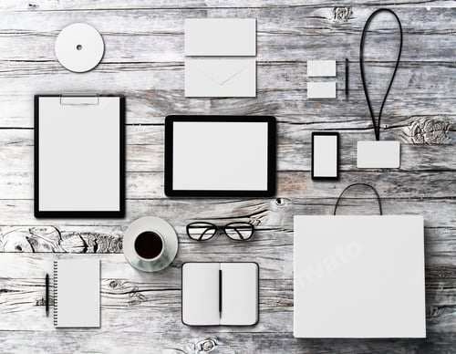 Preview: Template For Branding Identity On A Vintage Wooden Surface