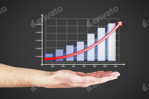 Preview: Human Hand With Chart On A Black Background