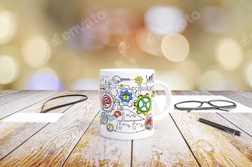Preview: Concept Business Schemes Drawn On A Mug Of Coffee