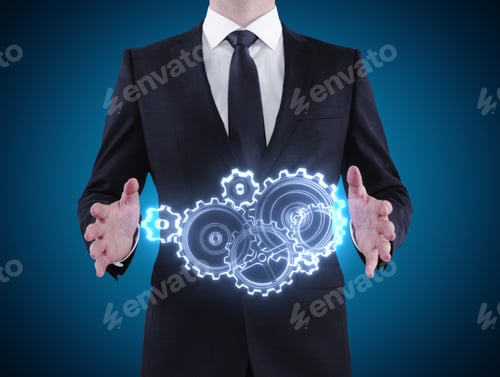 Preview: Businessman In Suit With Metal Gears