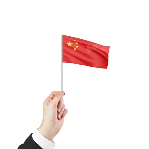 Preview: Hand Holding Flag Of China On White Background