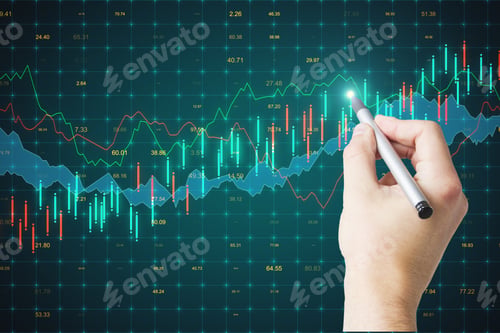 Preview: Trade And Invest Concept. Hand Drawing Creative Forex Chart Background