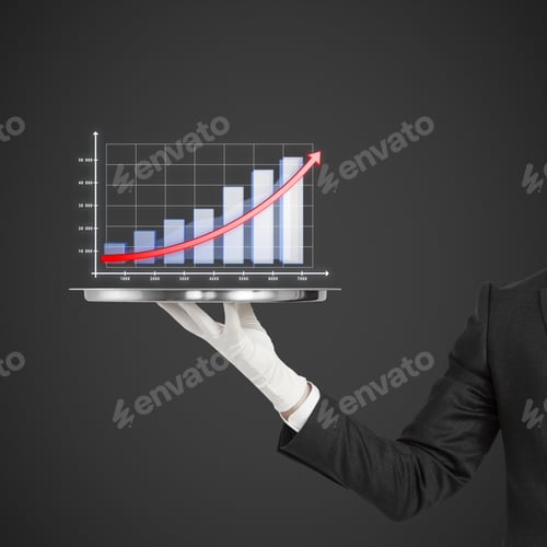 Preview: Human Hand Holding Silver Plate With Chart