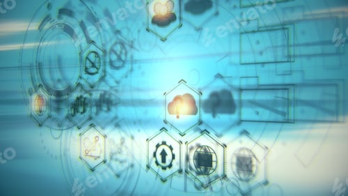 Preview: Abstract Business Chart Hologram On Blue Background. Technology And Futuristic Concept. Double
