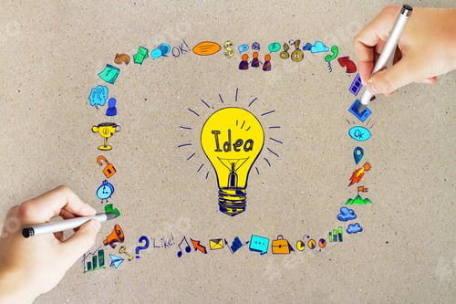 Preview: Hand Drawing Creative Business Sketch. Idea, Innovation And Education Concept
