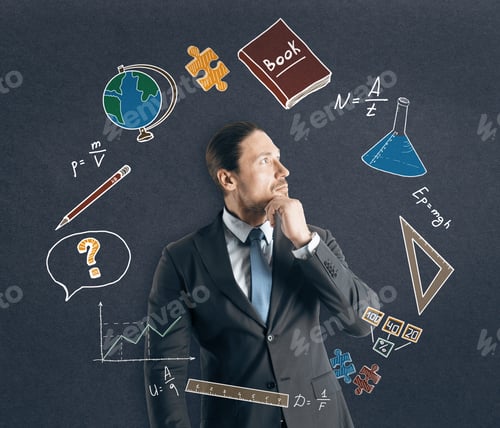 Preview: Education And Science Concept. Portrait Of Attractive Thoughtful Young European Businessman With