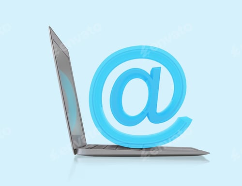 Preview: Laptop With Email Symbol On Screen On Blue Background