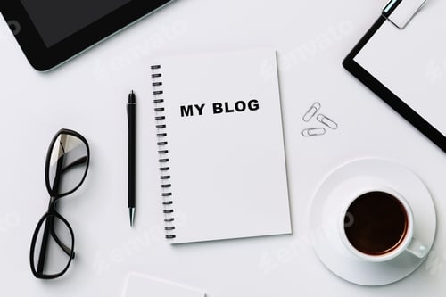 Preview: White Diary With My Blog And Accessories On Table