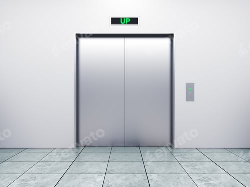 Preview: Modern Elevator With Closed Doors, 3D Render