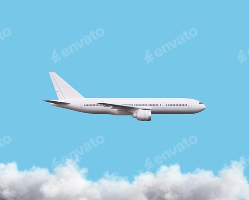 Preview: Big White Airplane In The Blue Sky