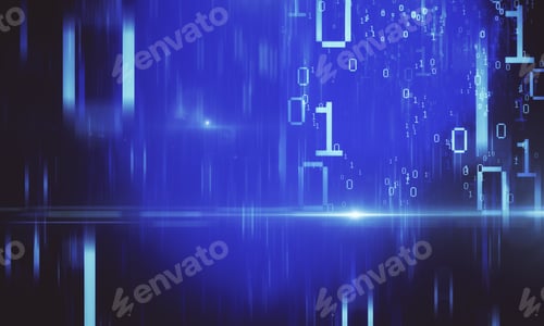 Preview: Creative Blue Binary Code Background. Programming And Computing Concept. 3D Rendering