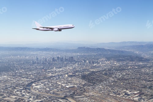 Preview: Airplane Flying Over The City