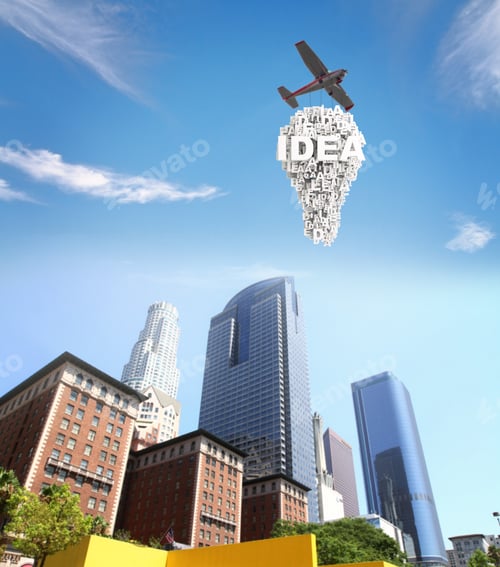 Preview: Cityscape At Daytime And Aeroplane In Sky
