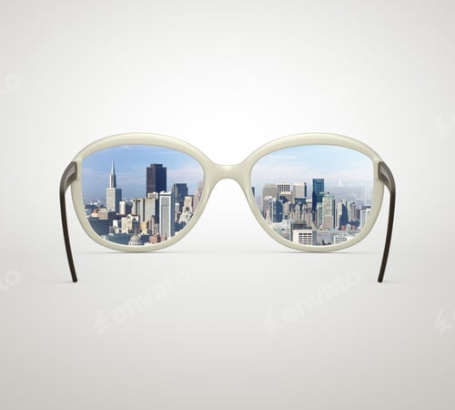 Preview: White Glasses And Modern City
