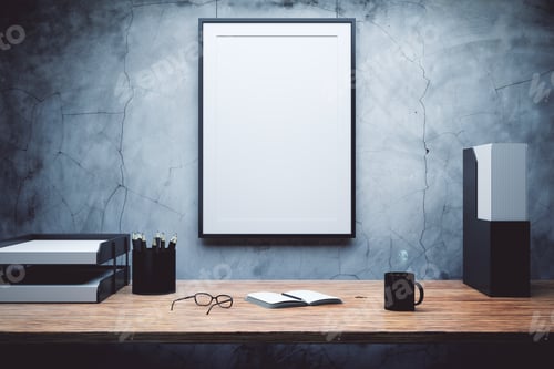 Preview: Mock Up Of Empty Picture Frame On The Desk