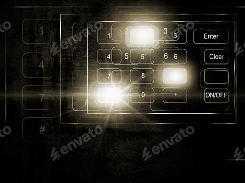 Preview: Abstract Illuminated Digital Keyboard. Password And Security Concept. Filtered Image