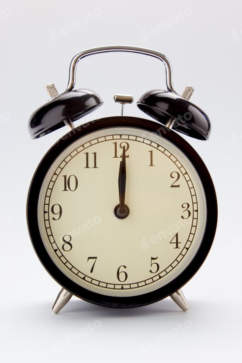 Preview: Classic Alarm Clock At 12 O'Clock