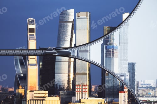 Preview: Urban Moscow City Skyline Wallpaper With Lightning Divides The City Into Day And Night