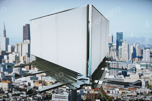 Preview: Blank Billboards At City View Backgound, Mock Up