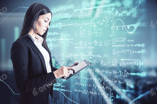 Preview: Online Education And Studying Concept With Businesswoman With Digital Tablet On Digital Screen With
