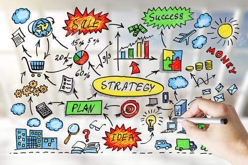 Preview: Men'S Hand Draws A Diagram Of A Business Strategy A Blurred Background Office