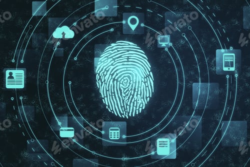 Preview: Âigital Security And Private Data Access, Fingerprint Scanner. Business And Security Concept. 3D