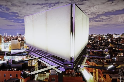 Preview: Blank Billboard On The Background Of The City At Night, Mock Up