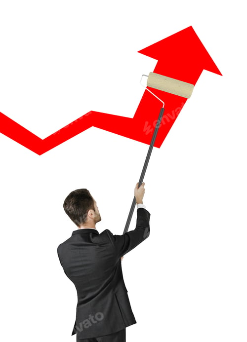 Preview: Businessman Painting Big Red Arrow