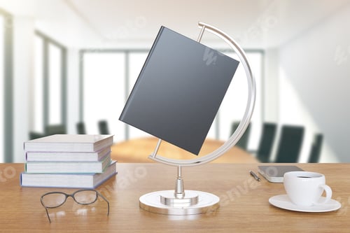 Preview: Book Is Like A Globe On The Desk With Books And Cup Of Coffee