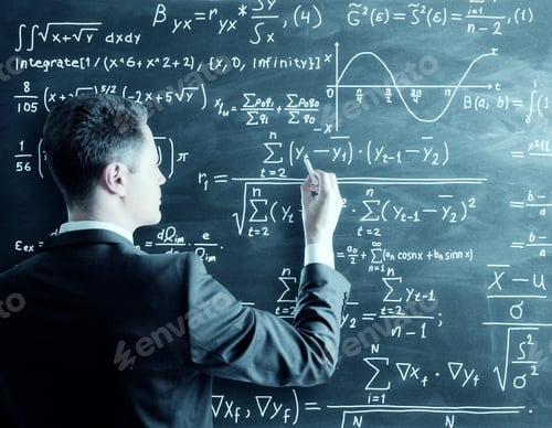 Preview: Businessman Writing Formula On Chalk Board