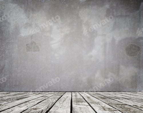 Preview: Grey Textured Wall with Weathered Wooden Floor