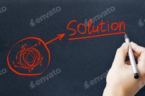 Preview: Solution And Doubt Concept. Hand Drawing Creative Arrow Doodle On Subtle Paper Background