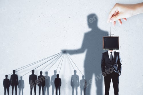 Preview: Creative Tv Manipulation And Brainwash Background With People And Shadows