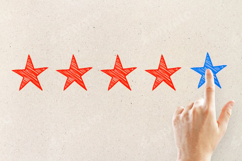Preview: Hands With Five Star Rating On Light Background. Ranking And Exellence Concept
