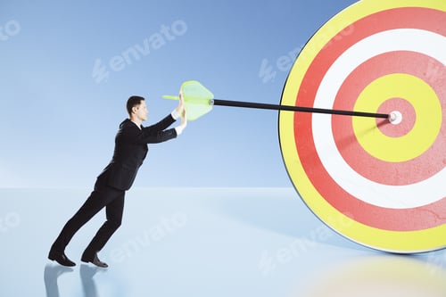 Preview: Businessman Making Efforts To Achieve The Goal Concept