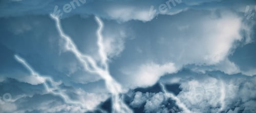Preview: Creative Wide Sky Thunderstorm And Lightning Background. Landing Page Concept