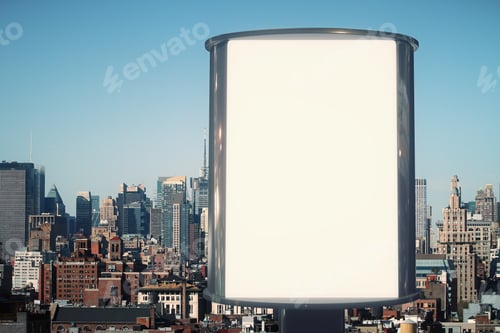 Preview: Blank Billboard With City View Background