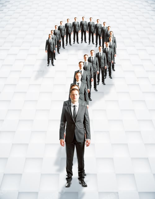 Preview: Question Mark Made Of Businessmen On Patterned Background