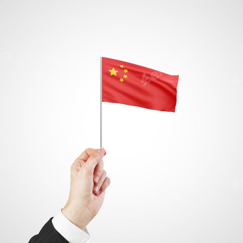 Preview: Hand Holding Flag Of China On Gray Background